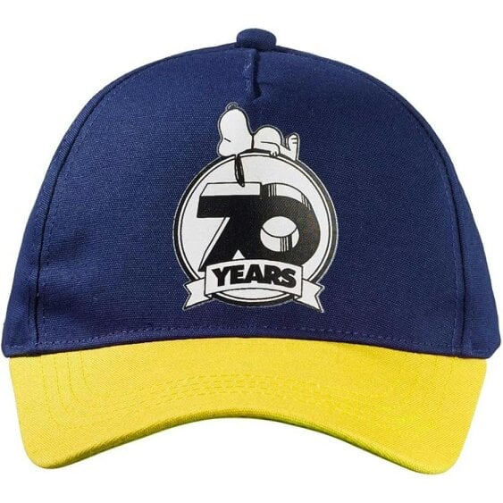 Peanuts Snoopy 70 Years Logo Baseball Cap Navy and Yellow