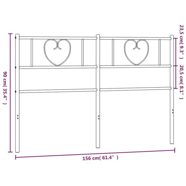 Berkfield Metal Headboard Black 150 cm