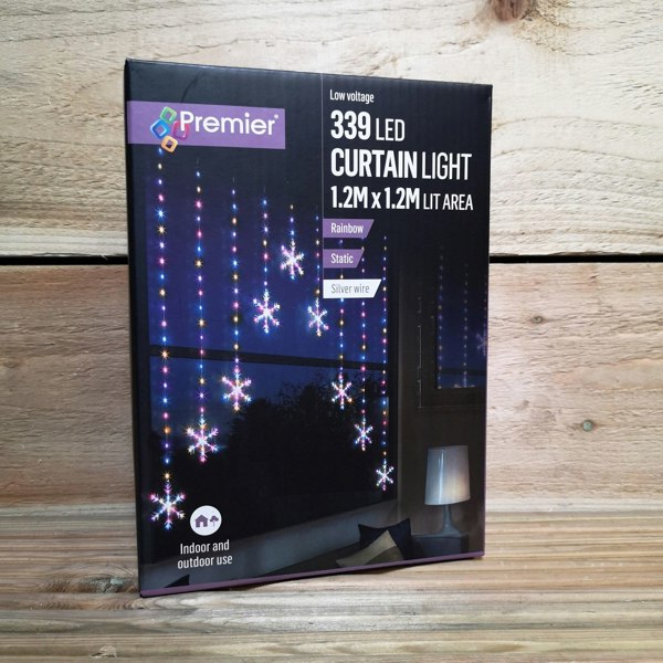 Samuel Alexander 1.2m Christmas Static Snowflake LED Silver Pin Wire V Curtain Lights in Rainbow