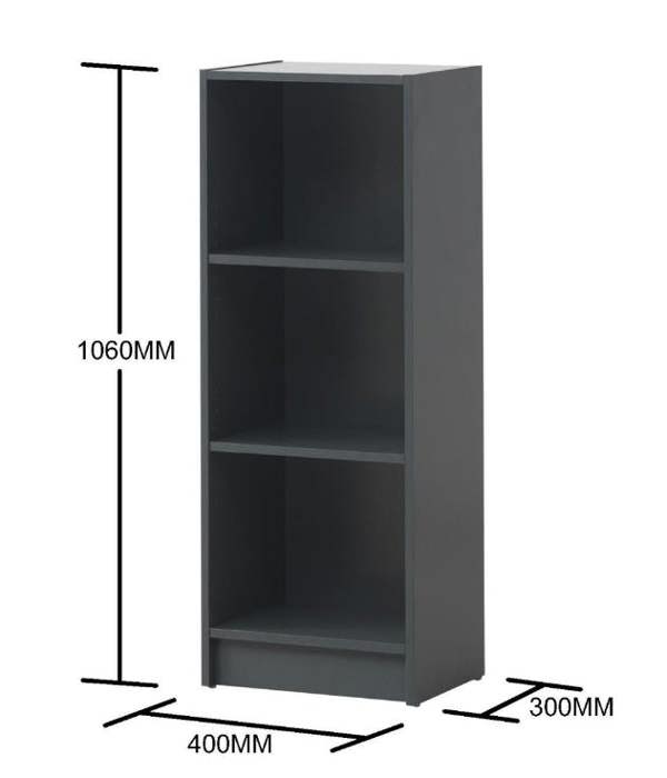 Timber Art Design 3 Tier Medium Narrow Bookcase Shelving Unit Living Room Office Bedroom