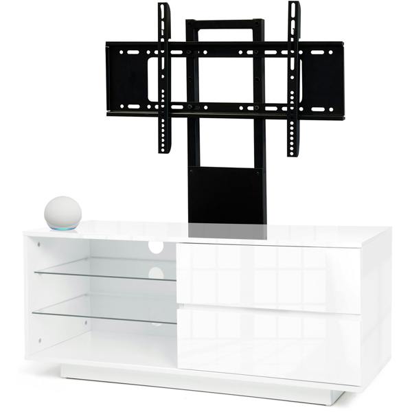 Homeology GALLUS Gloss White with 2- Drawers and 3-Sheves 32"-55" LED/LCD/Plasma Cabinet TV Stand with Mounting Arm