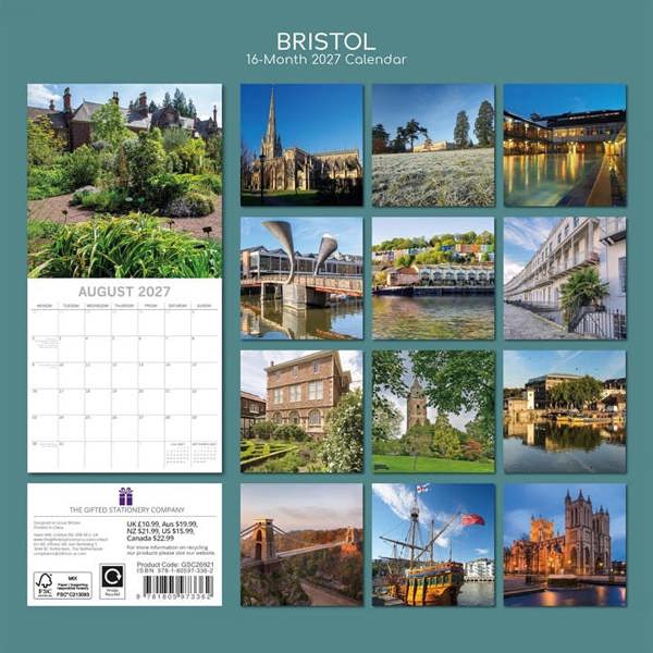 Bristol Calendar 2027, Wall Calendars, Month To View, Travel, Gift