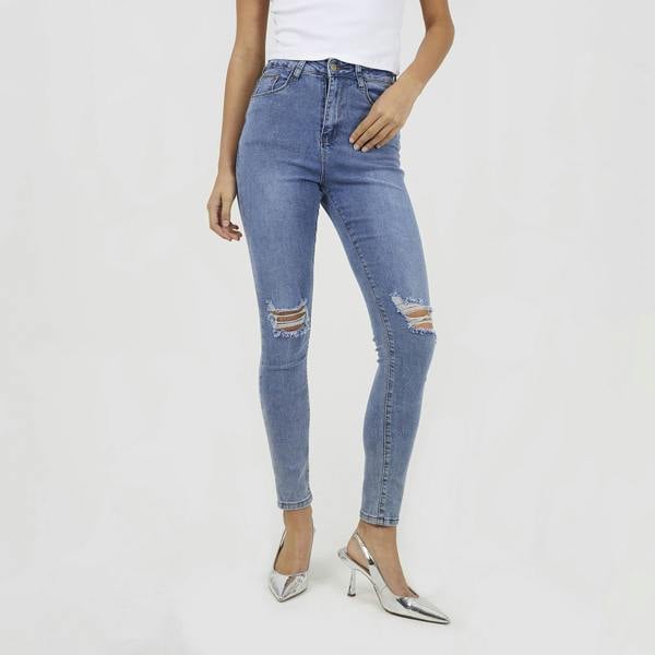 Brave Soul Indigo Ripped Skinny Jeans - Indigo Image 1