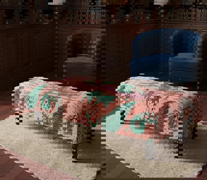 Lynx printed fabric footstool UK – stylish handmade ottoman for living room - ISTOOLS