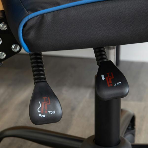 Samuel Alexander Ergonomic Gaming Chair with Footrest and Removable Pillows in Blue