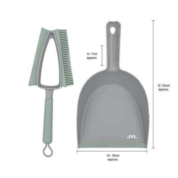 JVL Rubber Dust Pan And Brush - Grey