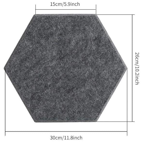 Gr8 Home 12 x Dark Grey Hexagon Self Adhesive Acoustic Wall Panels Sound Proofing Pad Set