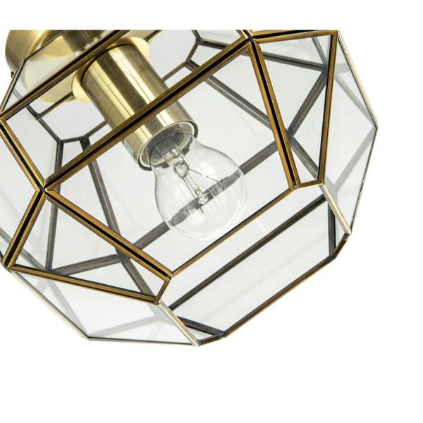 Classic Lantern Styled Ceiling Light with Geometric Clear Glass Shade Image 4