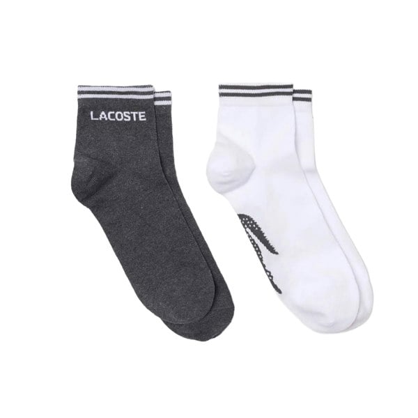 Lacoste Unisex Adult Low Cotton Sports Socks (Pack of 2) - Grey