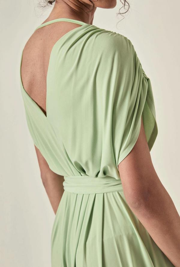 James Lakeland Draped Open-Back Midi Dress – Sage Green