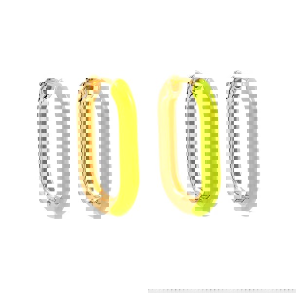 One Of A Kind Club Lime green gold rectangle huggie