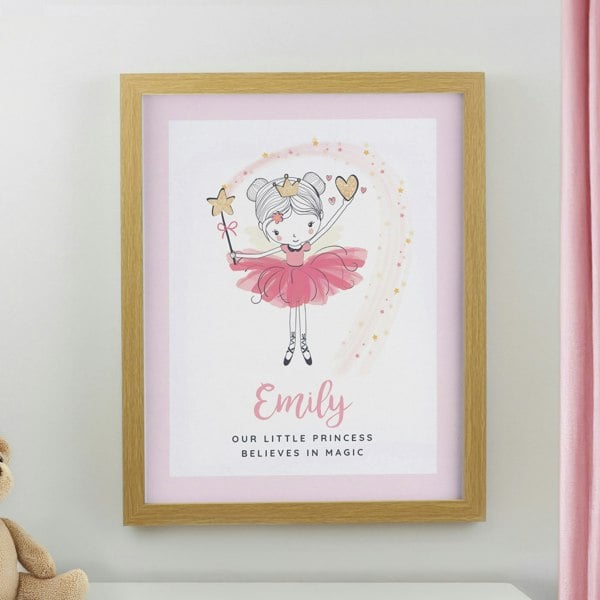 Personalised Memento Company Personalised Princess Ballerina Oak Poster Frame