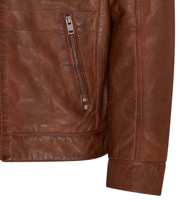 Infinity Leather Mens Hooded Leather Biker Jacket - Stavern