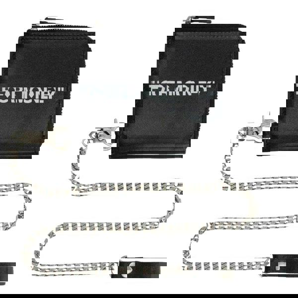 Off White Quote Leather Detachable Chain Wallet - Black - 