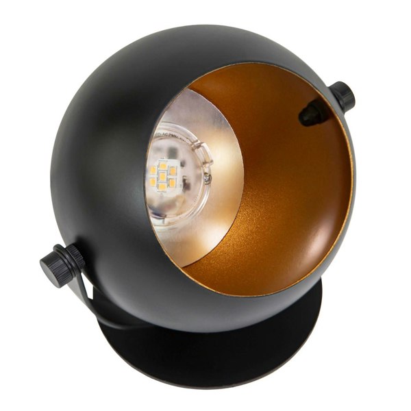 Modern Adjustable Matt Black Projector LED Table/Floor Uplighter with Gold Inner Image 4