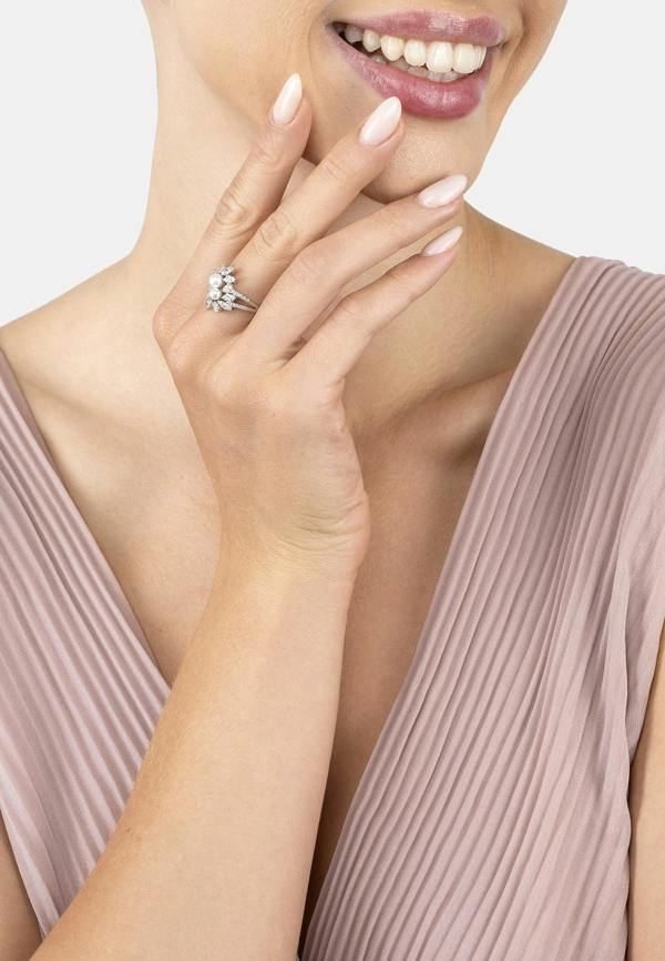 Latelita Marquise Cocktail Ring Pearl Silver