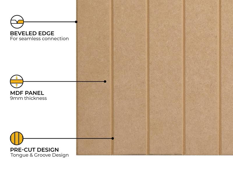 Fuse Narrow Tongue & Groove MDF Wall Panel, 1.2m x 0.6m
