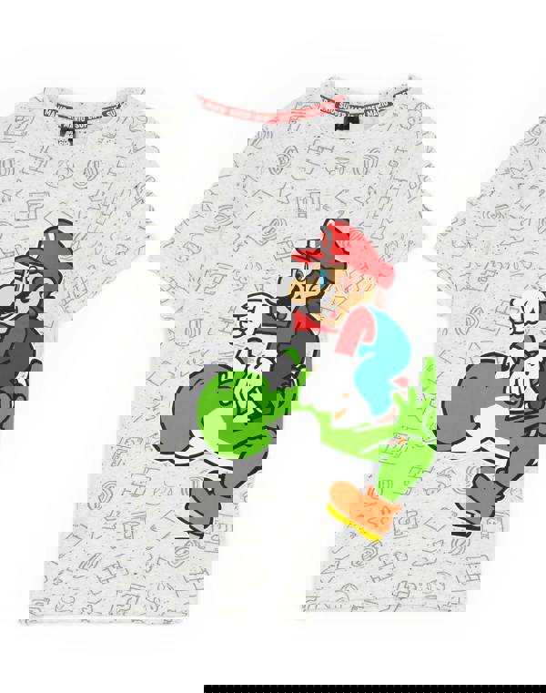 Nintendo Super Mario Boys Grey Multi Character Graphic & All-Over Print Mix Short Sleeved T-Shirt