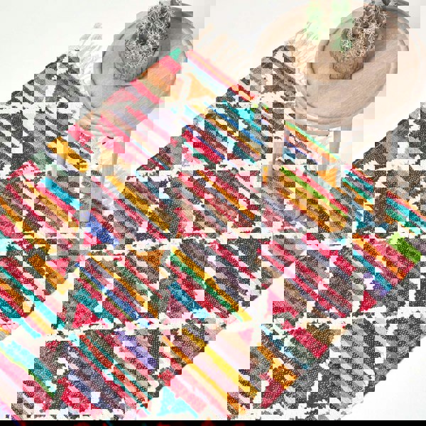 HOMESCAPES Amsterdam Handwoven Cotton Chindi Kilim Rug