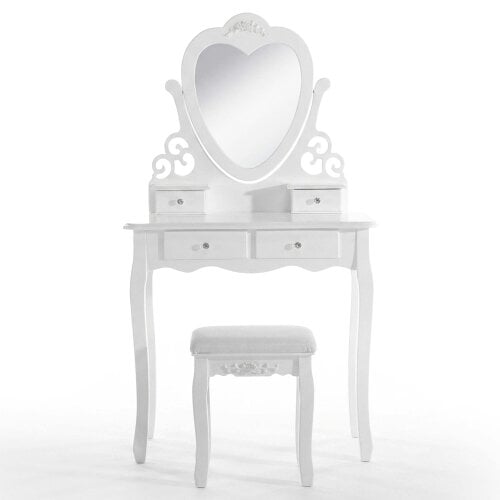 Kosy Koala Dressing Table with Heart Shaped Mirror and Stool Makeup Vanity Mirror Hollywood Table