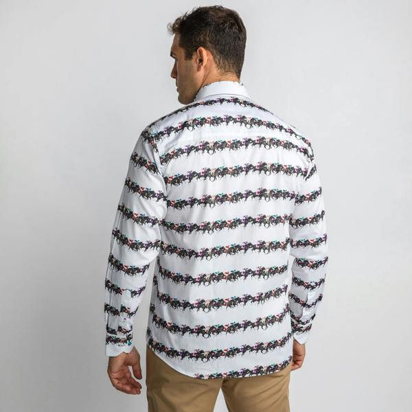 DERBY HORSE RACE PRINT SHIRT – Premium Men's Patterned Shirt by Claudio Lugli | Bold Design, Tailored Fit, Best Printed Shirts