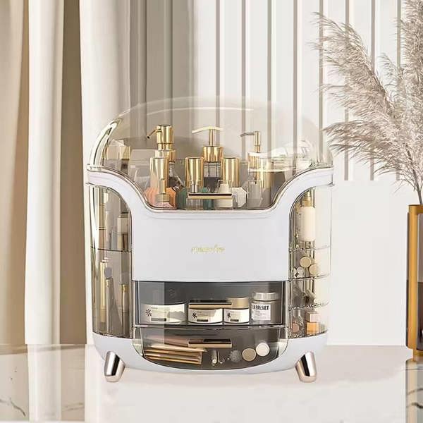 Dyzi Elegant Clear Dustproof Makeup Organizer 2 Drawers & Handle