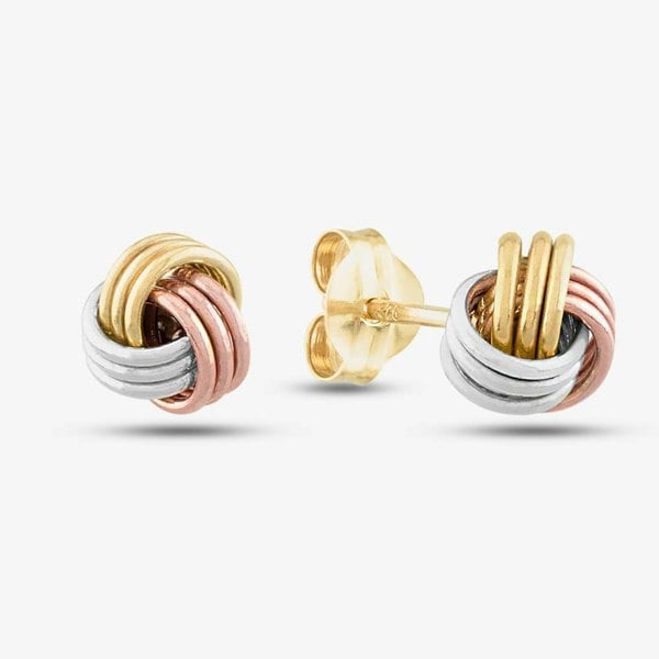 T. H. Baker 9ct Three-Colour Knot Stud Earrings 3.55.19.13