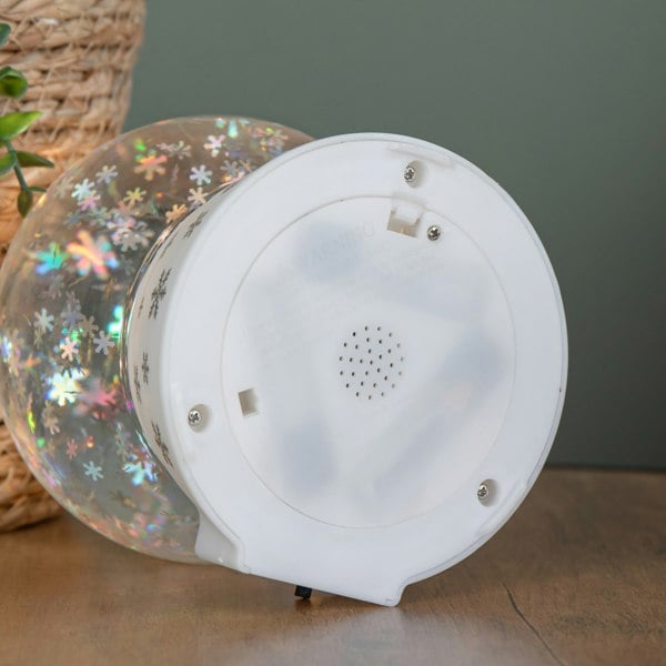 Samuel Alexander 15cm Dual Powered Light up White Christmas Snowflake Water Spinner Globe with LEDs