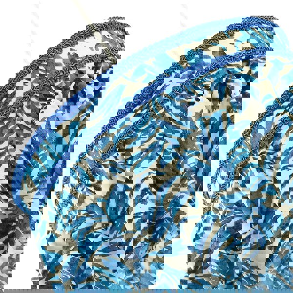 Hanging Cotton Pendant Shade with Blue Print and Embroidered Trims Image 5