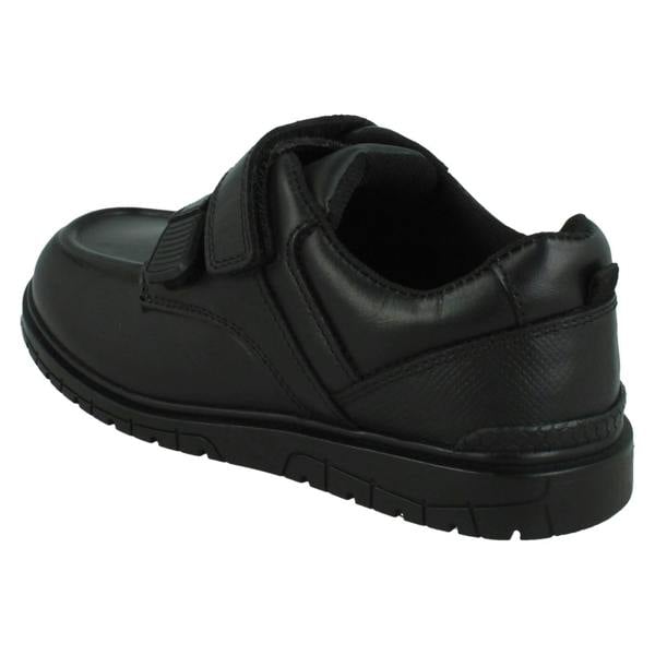 Spot On Boys Double Strap Black Leather School Shoes N1152