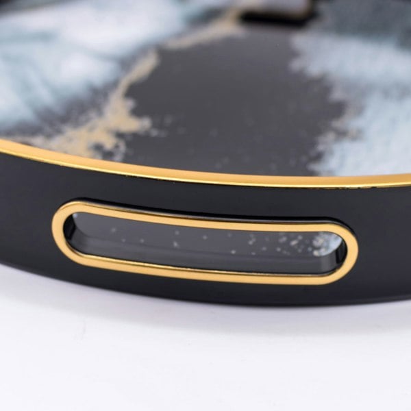 Round Black Abstract Decorative Tray Handles