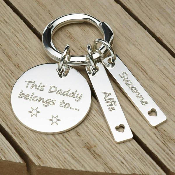 Christopher James of London Sterling Silver Daddy Keyring With Personalised Tags