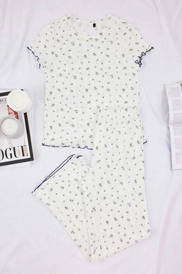 WOVCOR 2-Piece 100% Cotton Baby Overlock Ribbed Knit Pajama Set