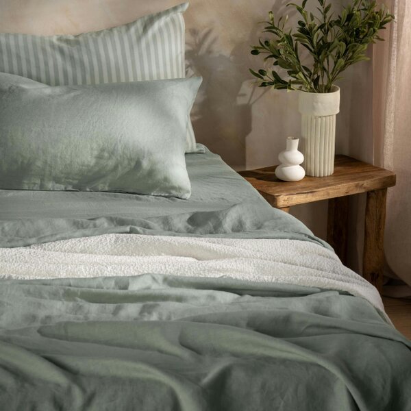 Soak&Sleep Misty Green French Linen Bed Set