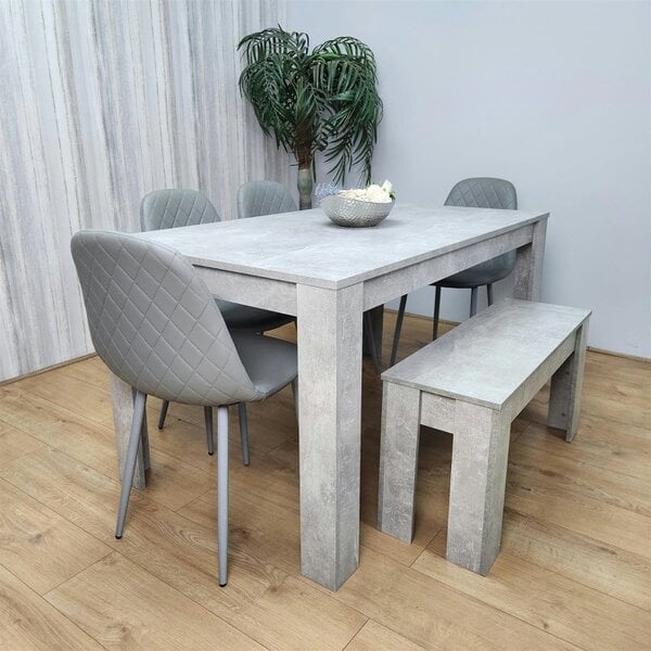 Kosy Koala Wooden Rectangle Dining Table Sets with Set of 4 Chairs, a Bench, Grey