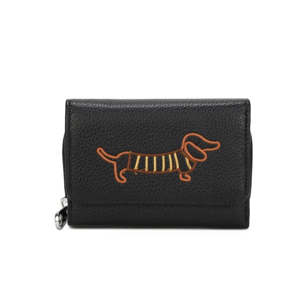 Kitise Dachshund Dog Embroidery Trifold Snap Coin Purse Wallet