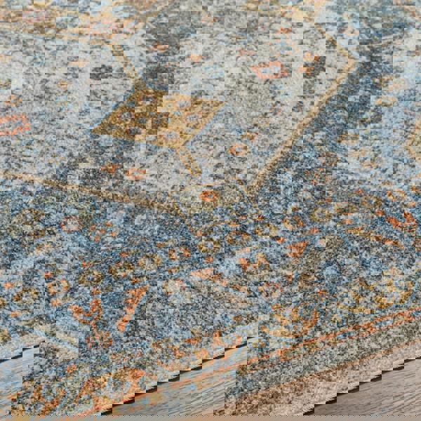Livabliss Lillian-Washable Blue Brown Traditional Vintage Boho Rug