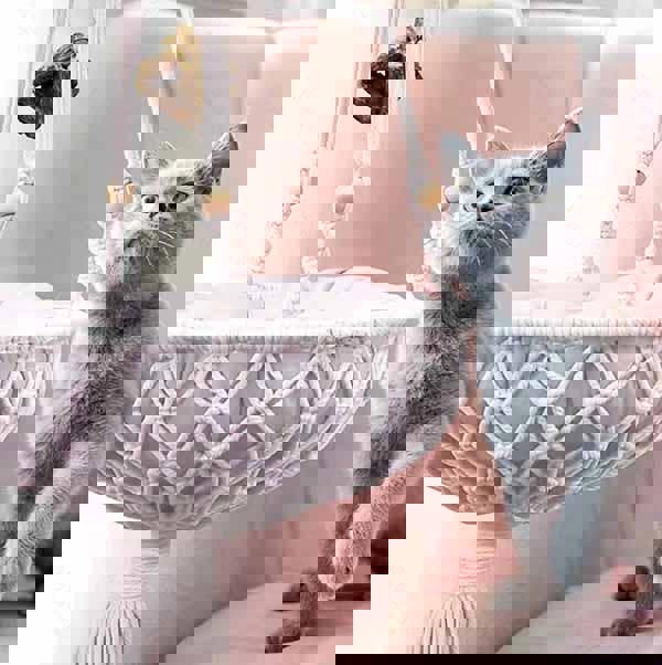 Leaper Semi-Enclosed Hand-Knitted Cat Bed with Mesh Cover