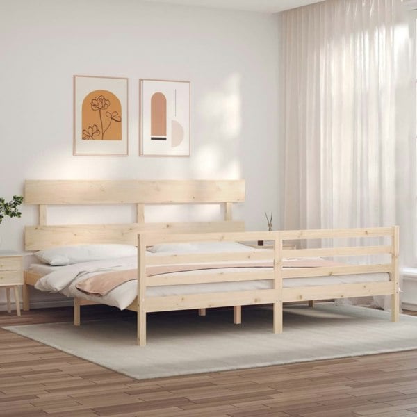 Berkfield Bed Frame with Headboard Super King Size Solid Wood