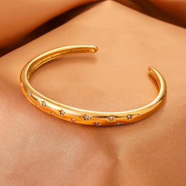 Elk & Bloom Chunky Gemstone Starlight 14K Gold Bangle