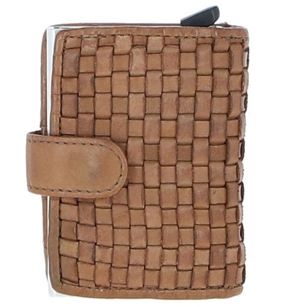 'La Perfetto' Metal & Woven Leather Card Wallet Case: D-10W