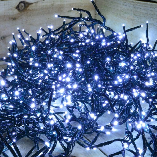 Samuel Alexander 480 LED 6.2m Premier Clusterbrights Indoor Outdoor Multifunction Mains Operated Christmas Cluster Lights with Timer in Cool White