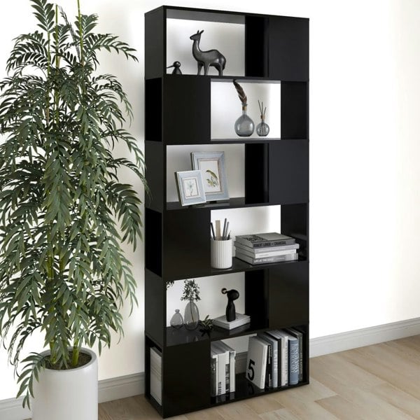 Berkfield Book Cabinet Room Divider Black 80x24x186 cm Engineered Wood