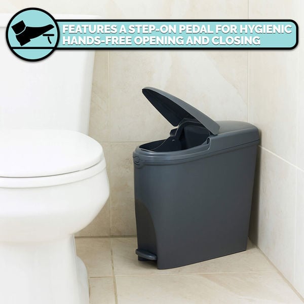 ProWashroom Sanitary Bin 60L & 150 Bin Liners - Slimline Washrooms Toilets Hygienic Disposal Pedal Bins