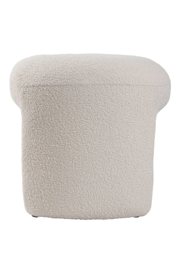 Living and Home Modern Teddy Bear Fur Upholstered Footstool - White