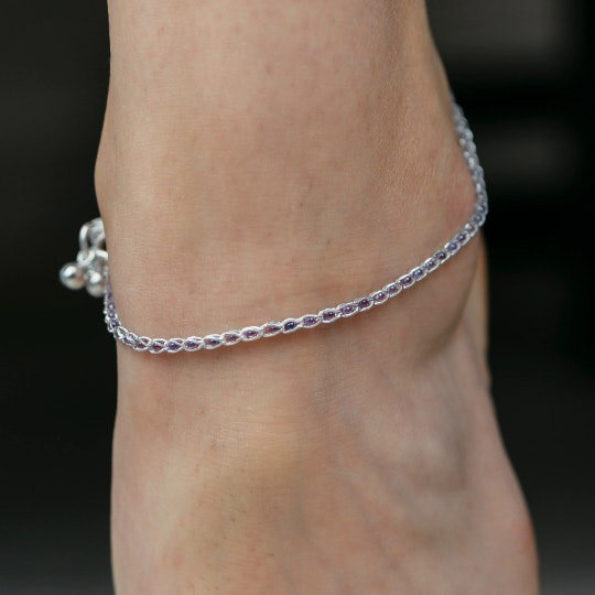 The Colourful Aura Pure Silver Minimalistic Chain Indie Boho Silver Indian Payal Anklet