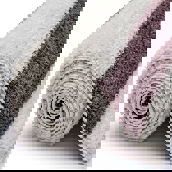 Moodi Shaggy Grey/Purple Rug, classic bordered design, fluffy pile | THE RUGS