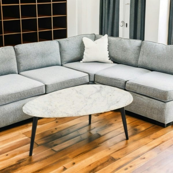 IH Design Miel Coffee Table With White Marble Top and Metal Legs