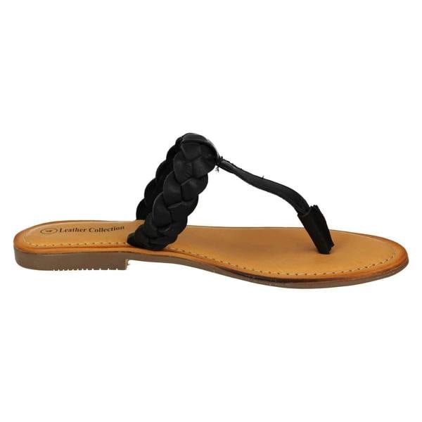 Leather Collection Ladies Leather Collection Braided Toepost Sandals
