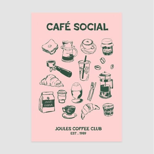 Joules 89 Breakfast Club Pink A2 Wood Frame | Pink